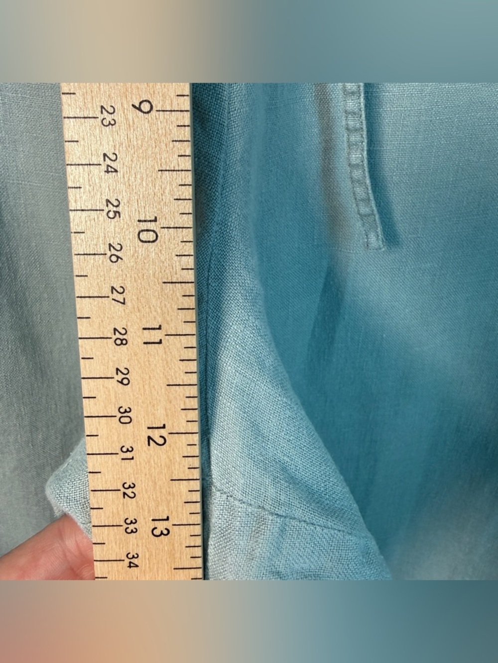 J. Jill 100% Linen Drawstring Wide Leg Pants Size 14 — Blue Summer Resort - Picture 8 of 9